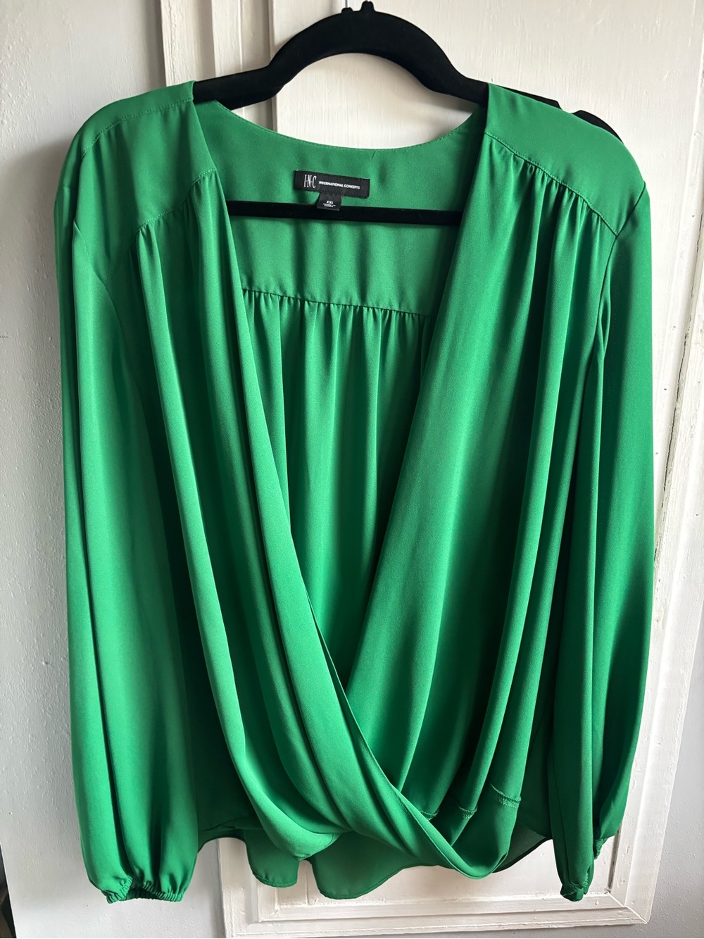 INC International Concepts Emerald Green Surplice Blouse